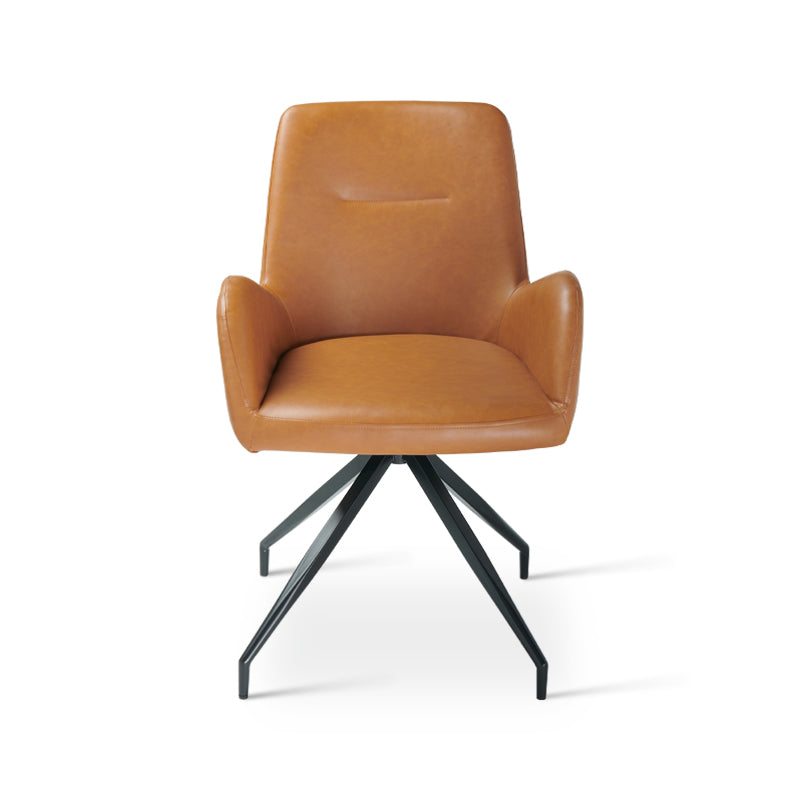 Cadeira giratória Liese OFCASA em couro PU com braços acolchoados e base giratória 360° - perfeita para sala de jantar ou home office