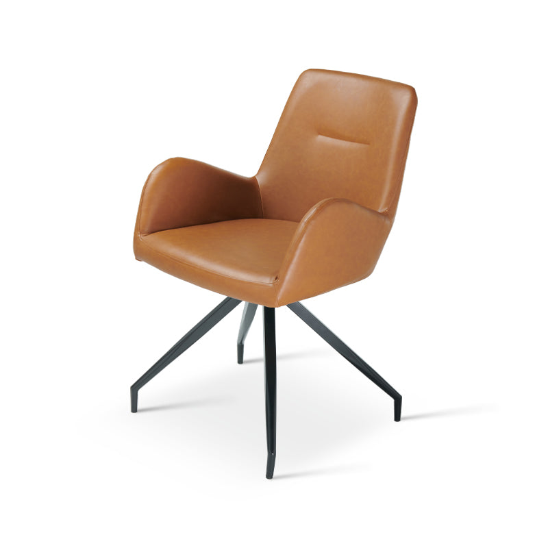 Cadeira giratória Liese OFCASA em couro PU com braços acolchoados e base giratória 360° - perfeita para sala de jantar ou home office