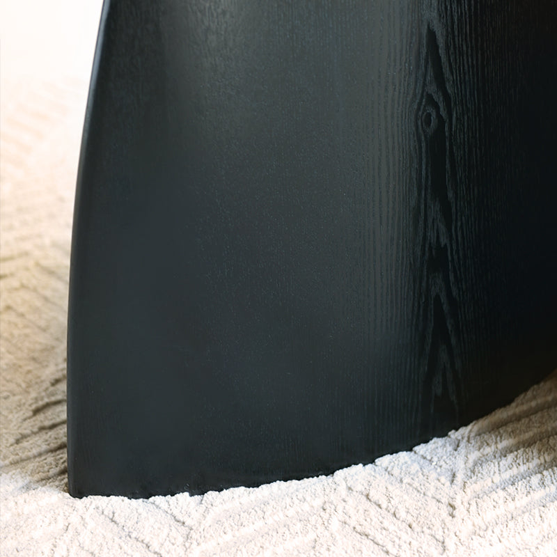 Mesa redonda OFCASA Gemma (120 cm) em preto brilhante, com tampo anti-riscos em MDF e base de pedestal estável - ideal para cozinhas abertas.