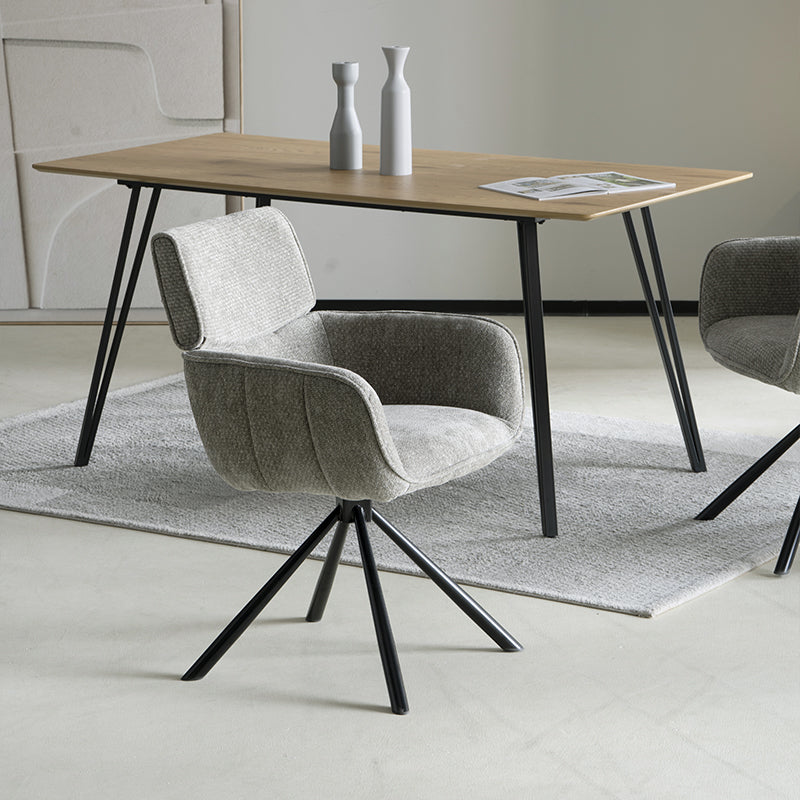 Poltrona giratória Elara HDC233029 em chenille bege com base metálica dourada - assento giratório 360° para salas de estar ou escritórios