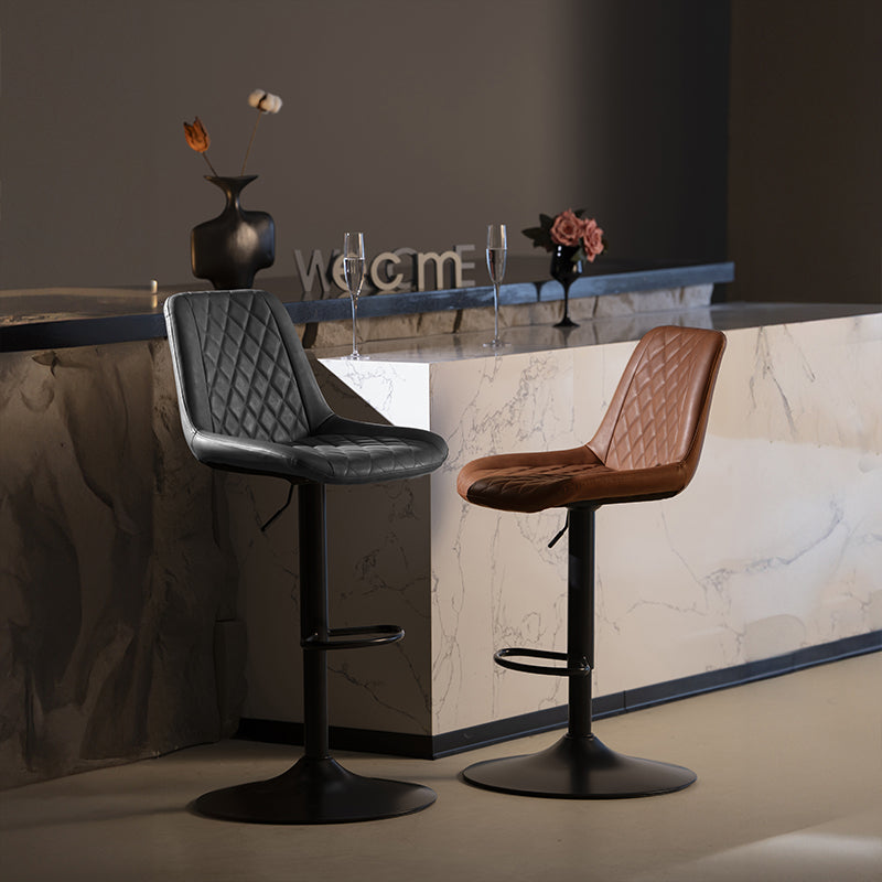 Banco de bar ajustável em ecocouro, altura 62-82 cm, giro 360° - design moderno