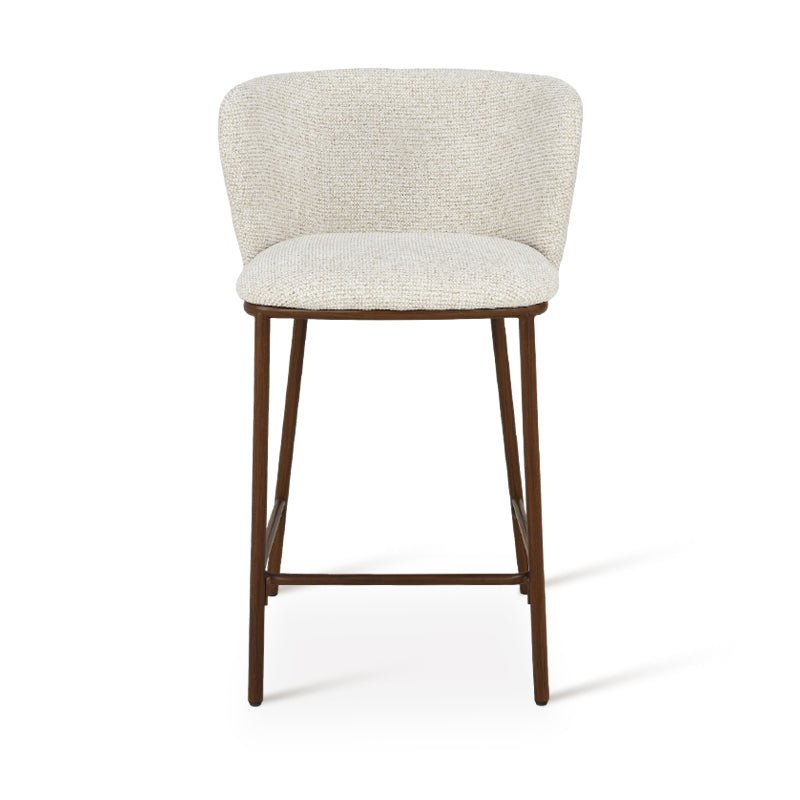 Cadeira de Bar Alta Karin [Conjunto de 2] [Tecido bouclette e linho] [65 cm]