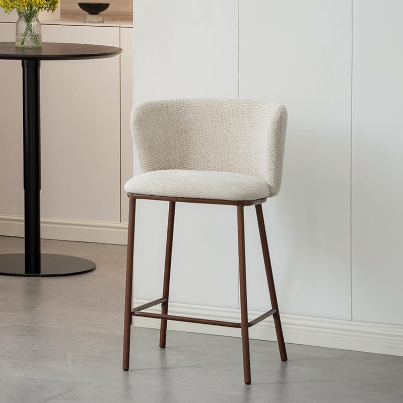 Cadeira de Bar Alta Karin [Conjunto de 2] [Tecido bouclette e linho] [65 cm]