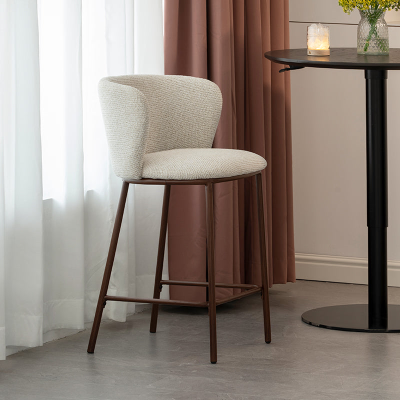 Cadeira de Bar Alta Karin [Conjunto de 2] [Tecido bouclette e linho] [65 cm]