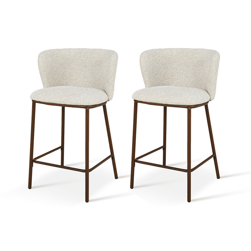 Cadeira de Bar Alta Karin [Conjunto de 2] [Tecido bouclette e linho] [65 cm]