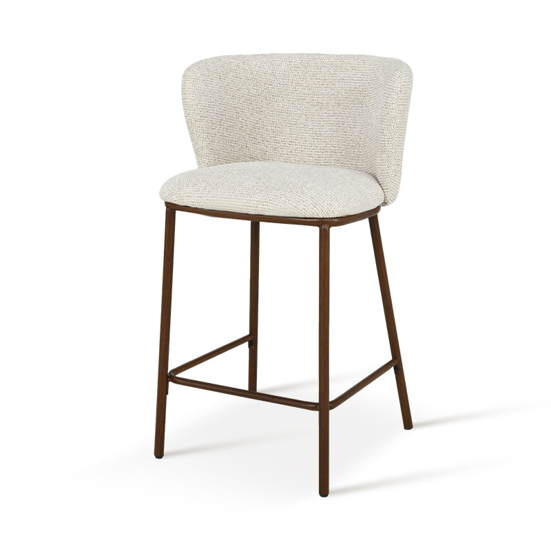 Cadeira de Bar Alta Karin [Conjunto de 2] [Tecido bouclette e linho] [65 cm]