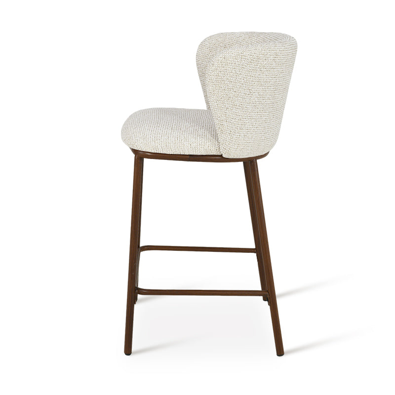 Cadeira de Bar Alta Karin [Conjunto de 2] [Tecido bouclette e linho] [65 cm]