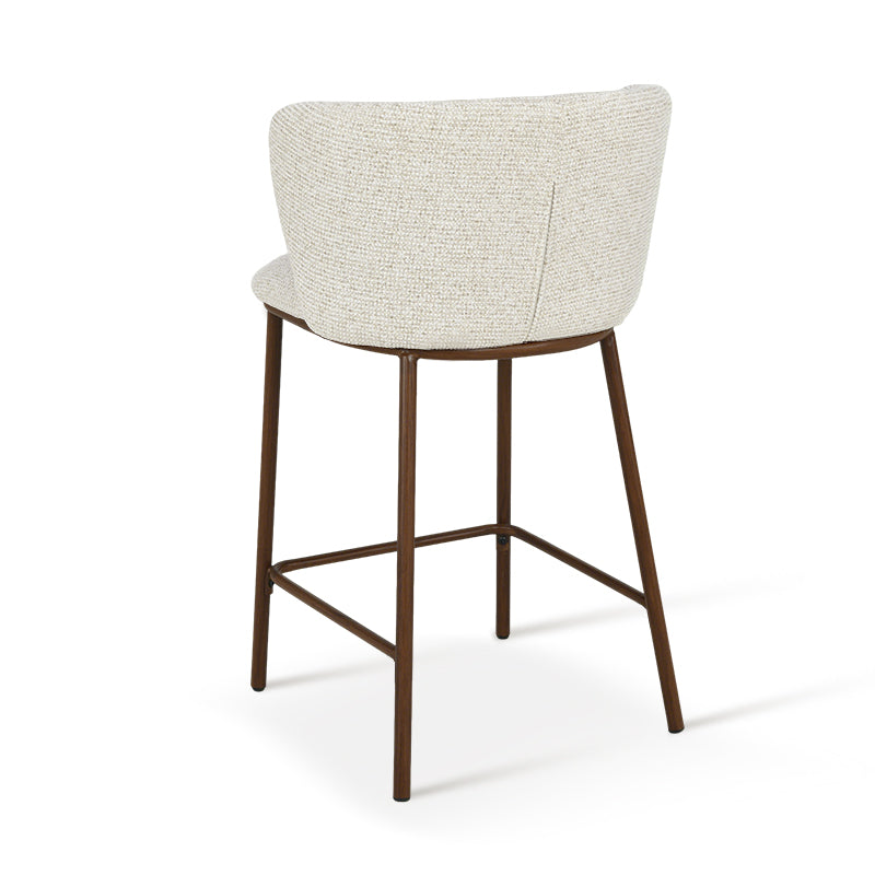 Cadeira de Bar Alta Karin [Conjunto de 2] [Tecido bouclette e linho] [65 cm]