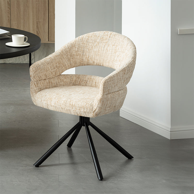 Cadeira de Jantar Giratória Briar Sleek 360° [Conjunto de 2] [Tecido de Linho]