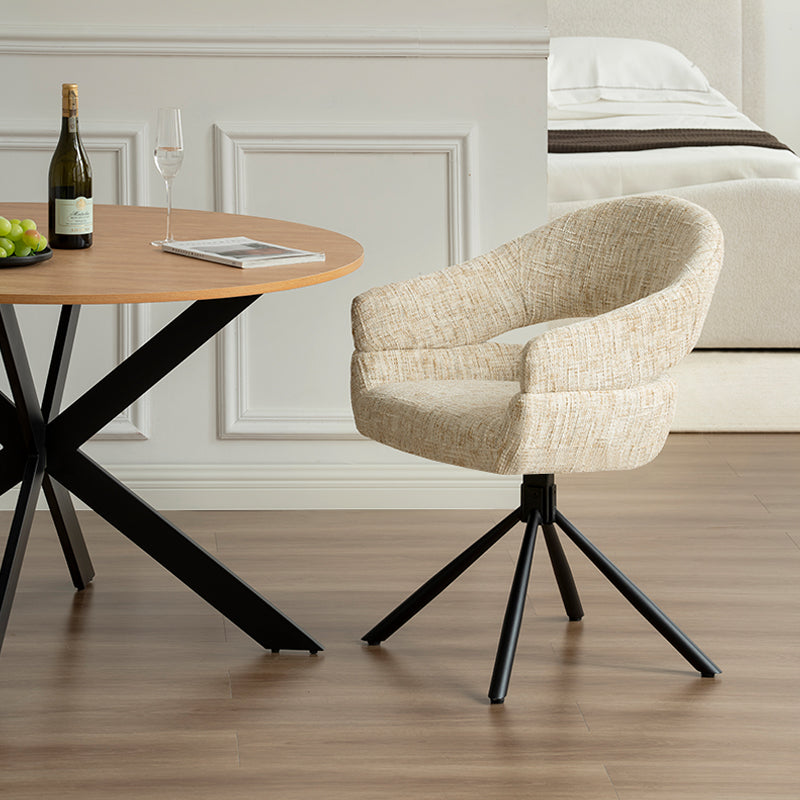 Cadeira de Jantar Giratória Briar Sleek 360° [Conjunto de 2] [Tecido de Linho]