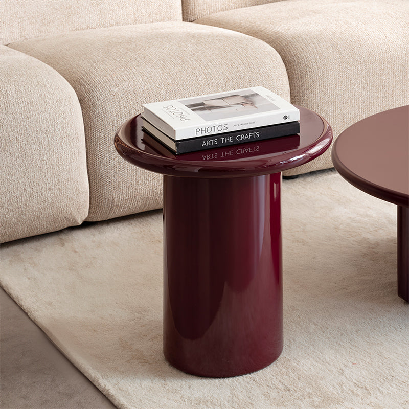 Conjunto de Mesa de Centro Redonda Aine Chelsea [Vermelho púrpura] [Brilhante e fosco]