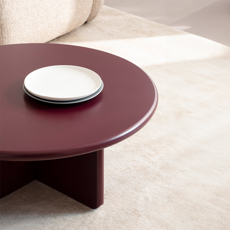 Conjunto de Mesa de Centro Redonda Aine Chelsea [Vermelho púrpura] [Brilhante e fosco]