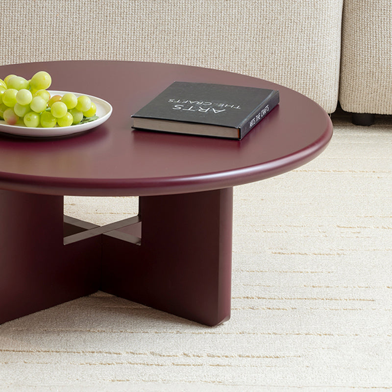 Conjunto de Mesa de Centro Redonda Aine Chelsea [Vermelho púrpura] [Brilhante e fosco]