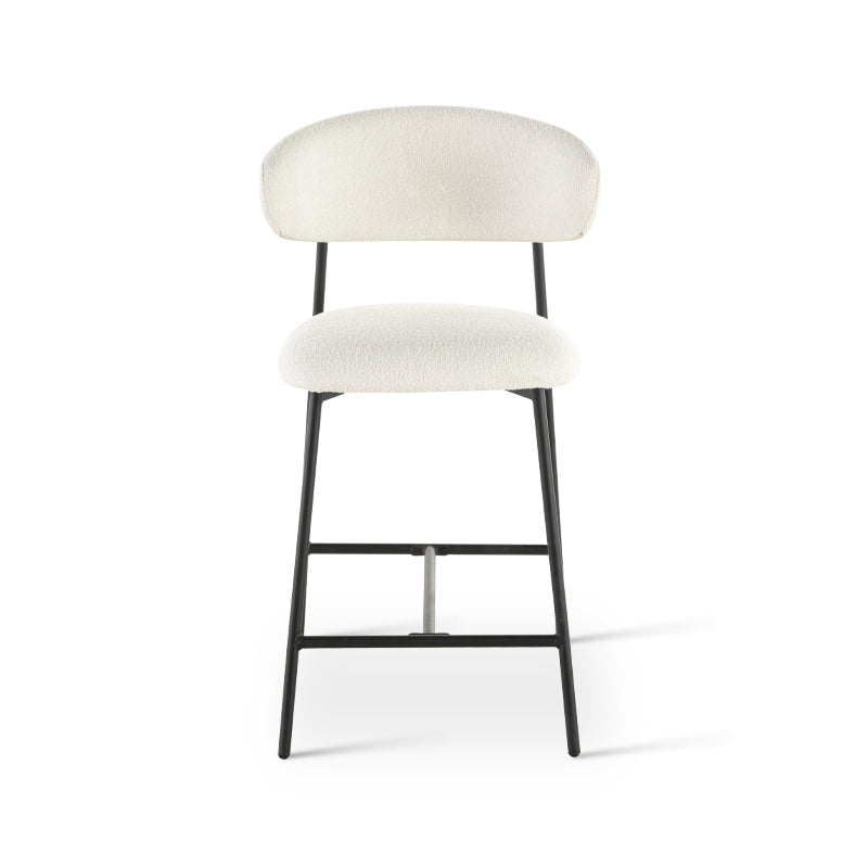 Cadeira de Bar Zahra [Conjunto de 2] [Branco] [Tecido Boucle] [65 cm]