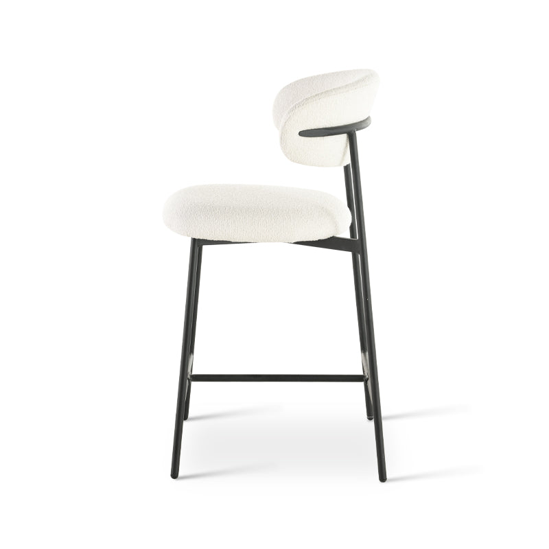 Cadeira de Bar Zahra [Conjunto de 2] [Branco] [Tecido Boucle] [65 cm]