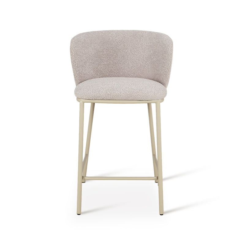 Cadeira de Bar Alta Karin [Conjunto de 2] [Tecido bouclette e linho] [65 cm]