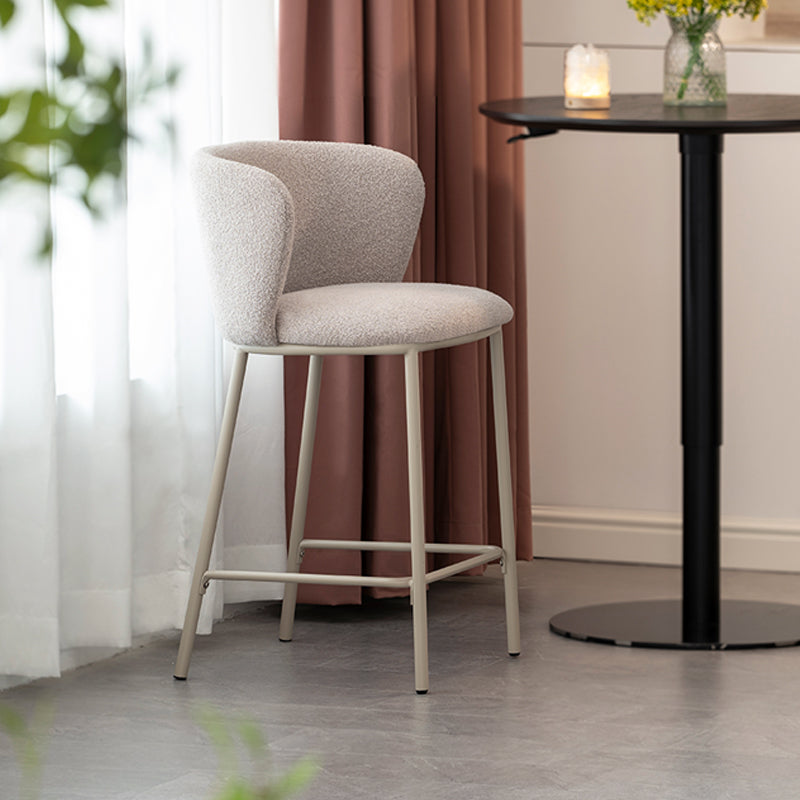 Cadeira de Bar Alta Karin [Conjunto de 2] [Tecido bouclette e linho] [65 cm]