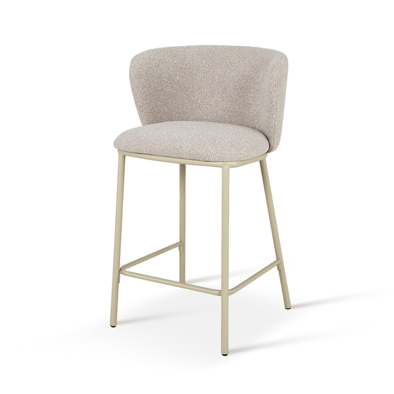 Cadeira de Bar Alta Karin [Conjunto de 2] [Tecido bouclette e linho] [65 cm]