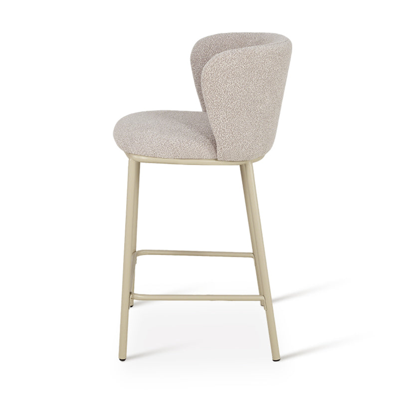 Cadeira de Bar Alta Karin [Conjunto de 2] [Tecido bouclette e linho] [65 cm]