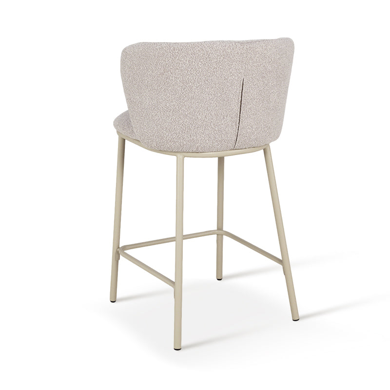 Cadeira de Bar Alta Karin [Conjunto de 2] [Tecido bouclette e linho] [65 cm]