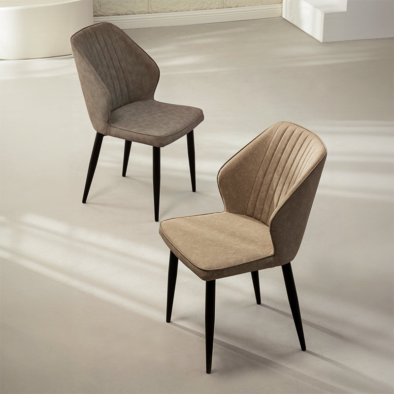 Cadeiras de jantar Aleena [Conjunto de 2] [Couro Pu] [Marrom] [Creme]