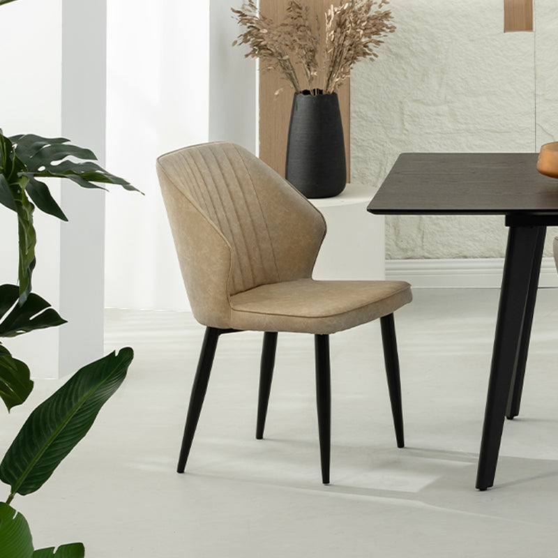 Cadeiras de jantar Aleena [Conjunto de 2] [Couro Pu] [Marrom] [Creme]