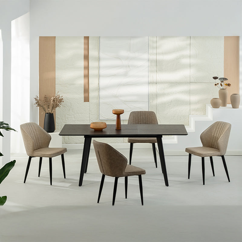 Cadeiras de jantar Aleena [Conjunto de 2] [Couro Pu] [Marrom] [Creme]