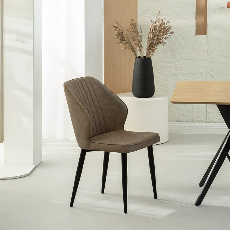 Cadeiras de jantar Aleena [Conjunto de 2] [Couro Pu] [Marrom] [Creme]