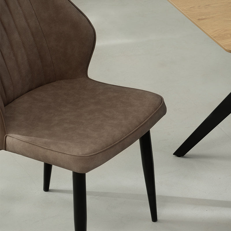 Cadeiras de jantar Aleena [Conjunto de 2] [Couro Pu] [Marrom] [Creme]