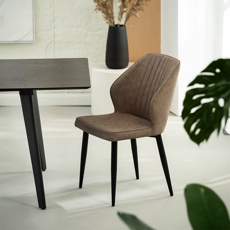 Cadeiras de jantar Aleena [Conjunto de 2] [Couro Pu] [Marrom] [Creme]