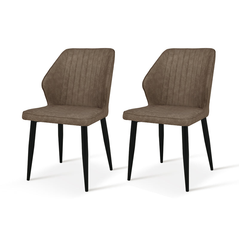 Cadeiras de jantar Aleena [Conjunto de 2] [Couro Pu] [Marrom] [Creme]