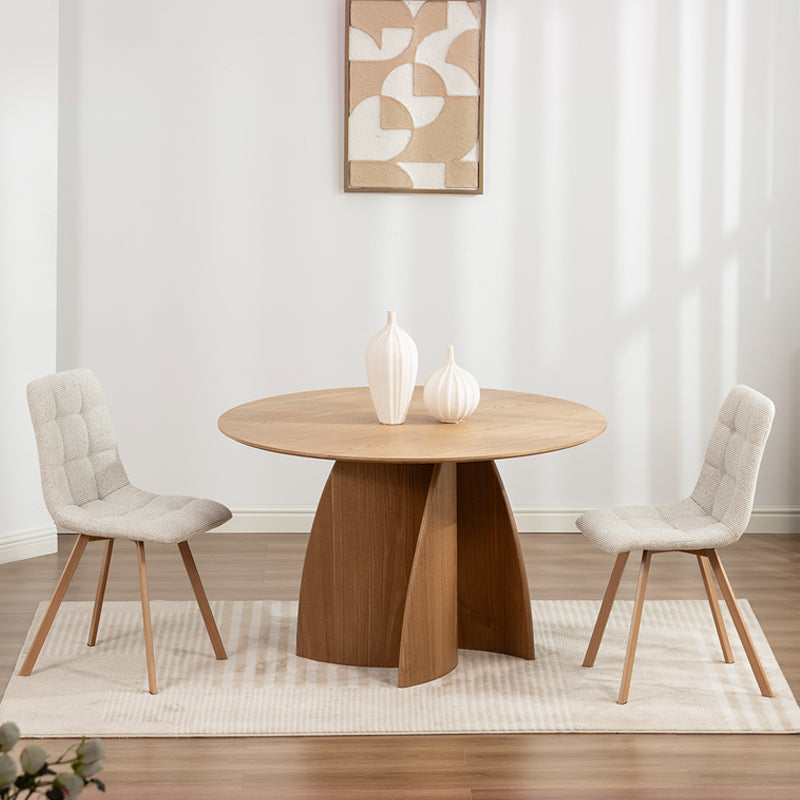 Cadeiras de jantar Aoife Sleek [Conjunto de 2] [Tecido de linho] [Pernas de metal de carvalho]