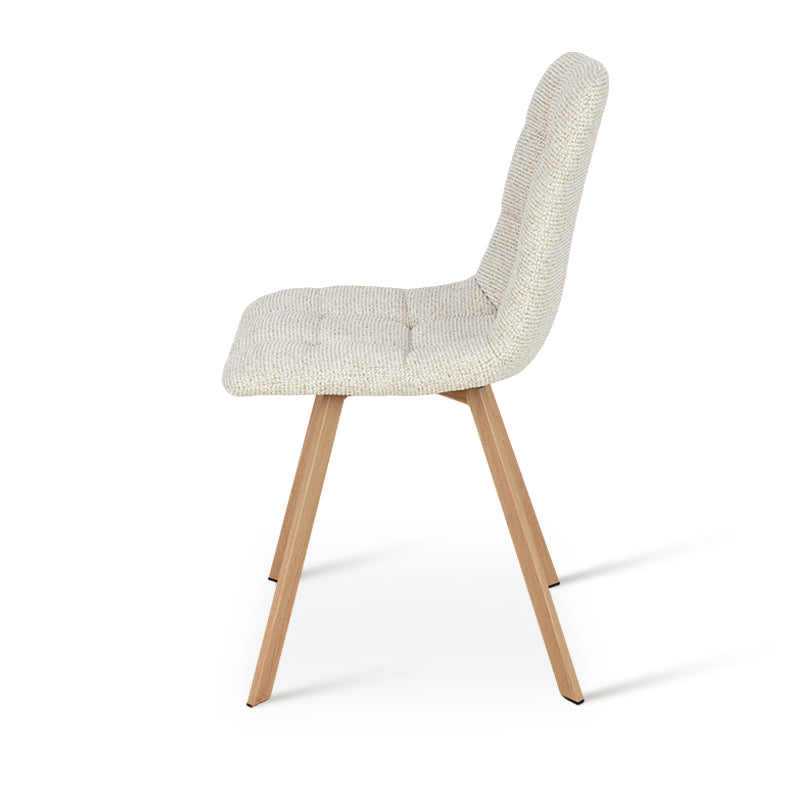 Cadeiras de jantar Aoife Sleek [Conjunto de 2] [Tecido de linho] [Pernas de metal de carvalho]