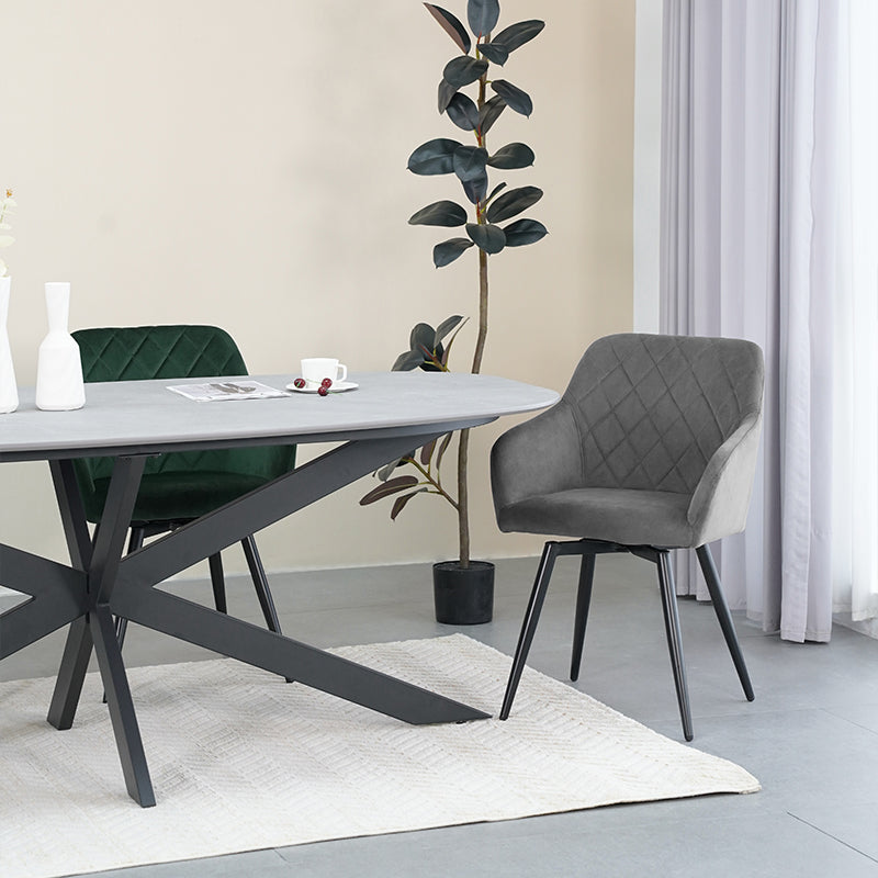 Cadeiras de jantar com braços Frazer Diamond [Conjunto de 2] [Veluda][Rotação de 360 Graus]