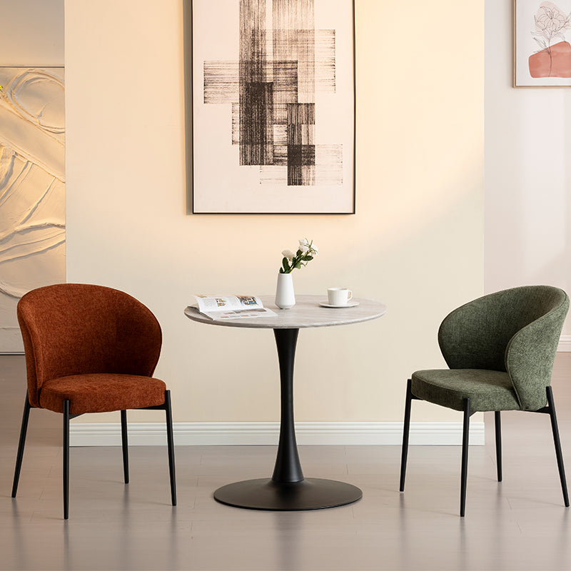 Mesa de Jantar Redonda Tiana e 4 Cadeiras de Jantar Bard [Conjunto de Jantar]